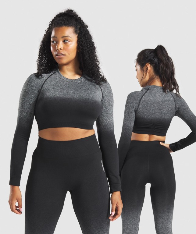 Sudaderas Gymshark Adapt Ombre Seamless Crop Top Mujer Negros Negros | sDewtwrZtdL