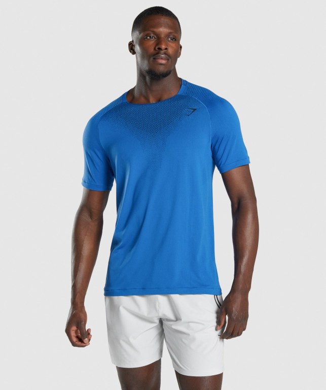 Sudaderas Gymshark Apex Contrast Seamless Hombre Azules | OJ5OP7X1FZF