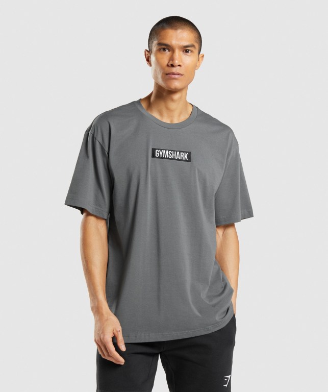 Sudaderas Gymshark Central Oversized Hombre Grises | NOTPjSRxiHt