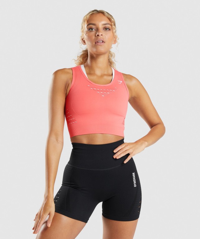 Sudaderas Gymshark Energy Seamless Crop Top Mujer Rosas | JlNK98urbxh