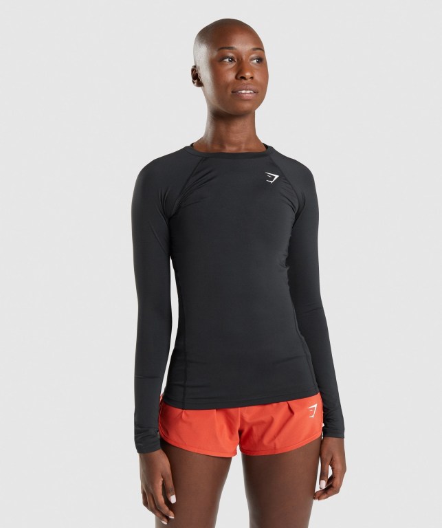 Sudaderas Gymshark Entrenamiento Baselayer Top Mujer Negros | 5hvbSJBcBvr