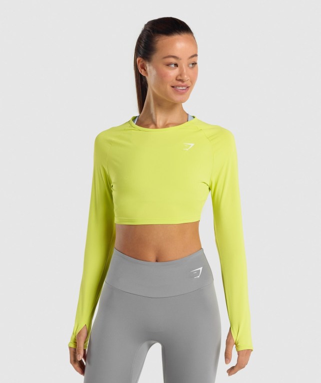 Sudaderas Gymshark Entrenamiento Crop Top Mujer Amarillos | RAjS6JXbQSK