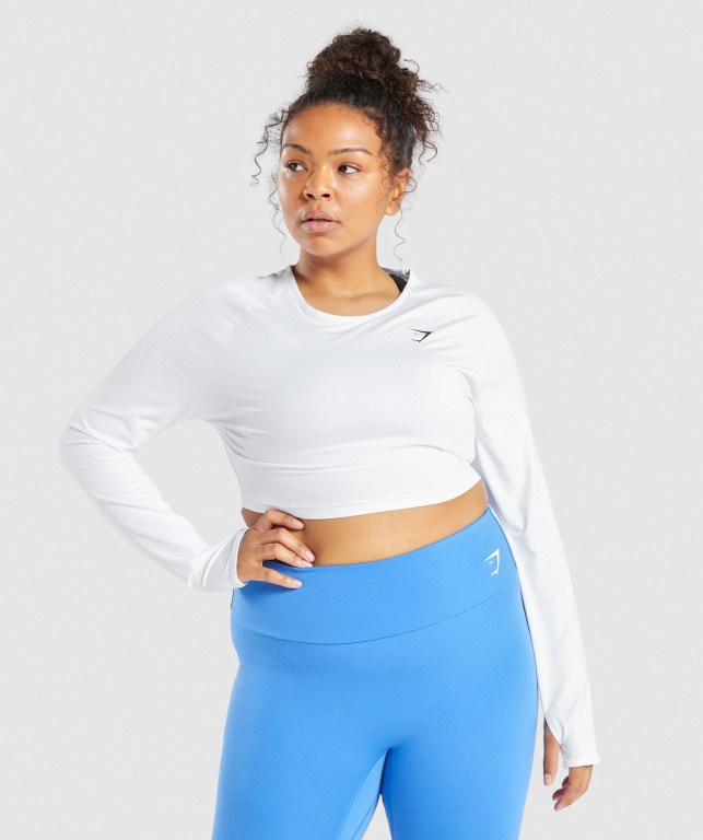 Sudaderas Gymshark Entrenamiento Crop Top Mujer Blancos | weryFhGN8ET