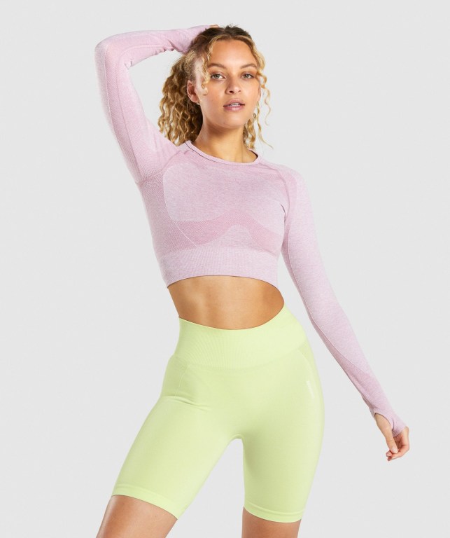 Sudaderas Gymshark Flex Sports Crop Top Mujer Morados Claro | 1ik3yZOiBiS