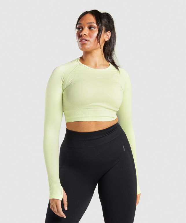 Sudaderas Gymshark Flex Sports Crop Top Mujer Verdes Claro | UANSpHhA217