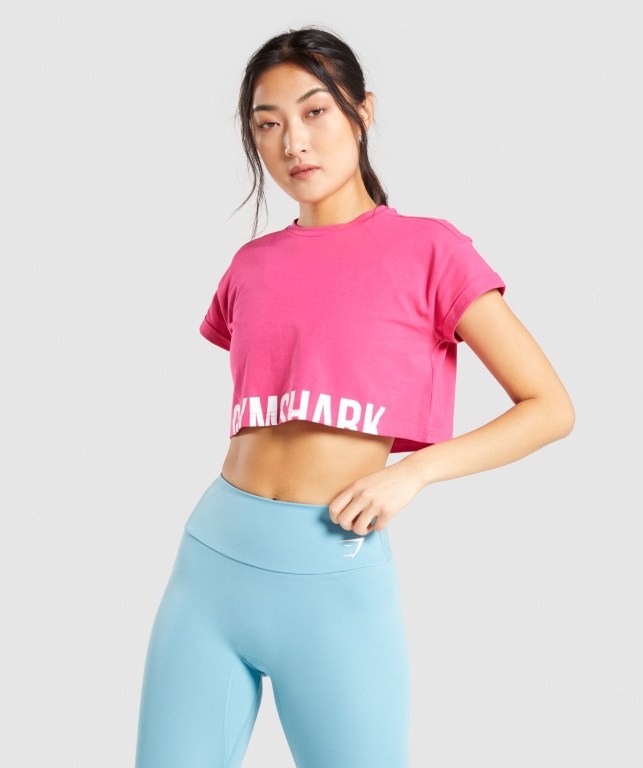 Sudaderas Gymshark Fraction Crop Top Mujer Rosas | D3grDgoezCR