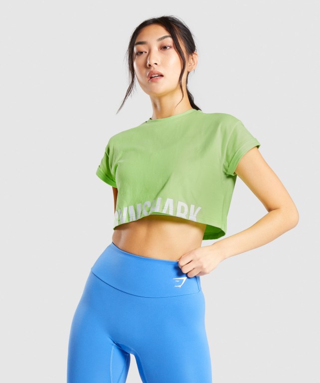 Sudaderas Gymshark Fraction Crop Top Mujer Verdes | hckxK492g6q