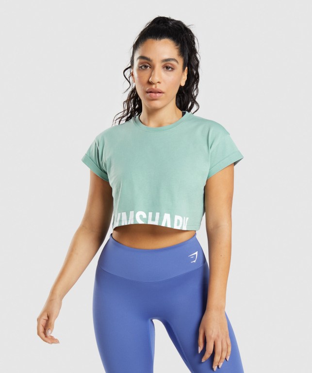 Sudaderas Gymshark Fraction Crop Top Mujer Azules | vojOjYf63rB