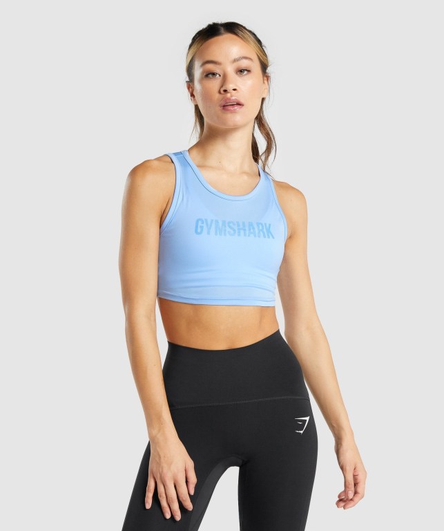 Sudaderas Gymshark GS Power Crop Top Mujer Azules | JGJ7fK9k9QU