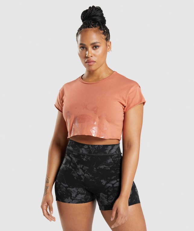 Sudaderas Gymshark KK Fit Raw Crop Top Mujer Naranjas | kXgiyeAQJeP