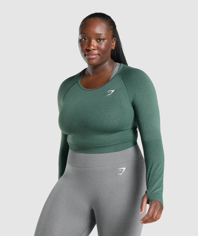 Sudaderas Gymshark Vital Seamless 2.0 Crop Top Mujer Verdes Oscuro | 1UKOmrqBi4v