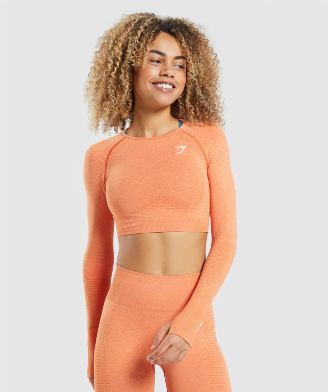 Sudaderas Gymshark Vital Seamless 2.0 Crop Top Mujer Albaricoque Naranjas | gd2zjbbX3IF