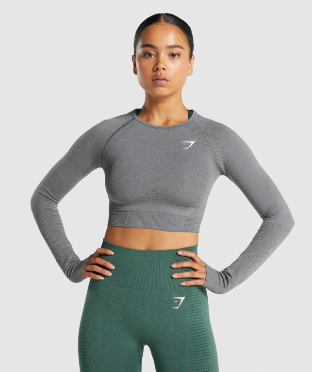 Sudaderas Gymshark Vital Seamless 2.0 Crop Top Mujer Grises | iOOvUE4bEJV