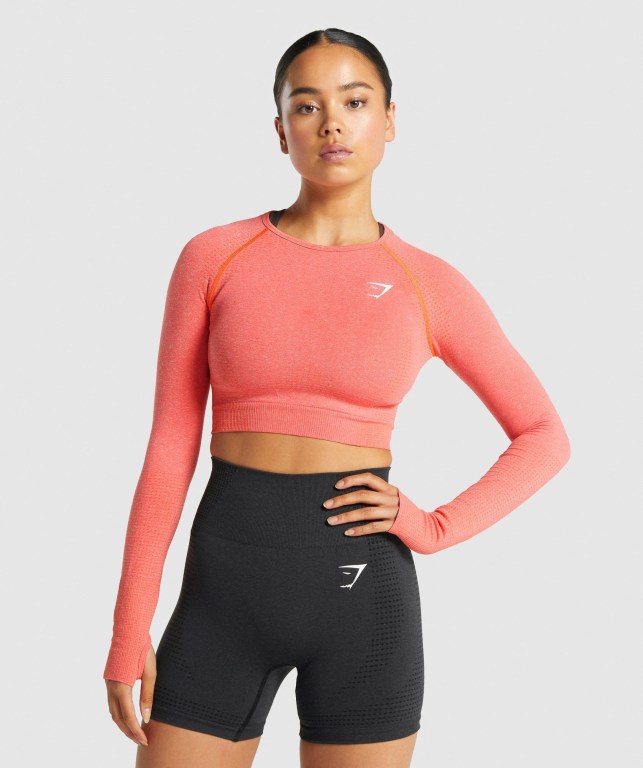 Sudaderas Gymshark Vital Seamless 2.0 Crop Top Mujer Naranjas | zCBTj4cU94F