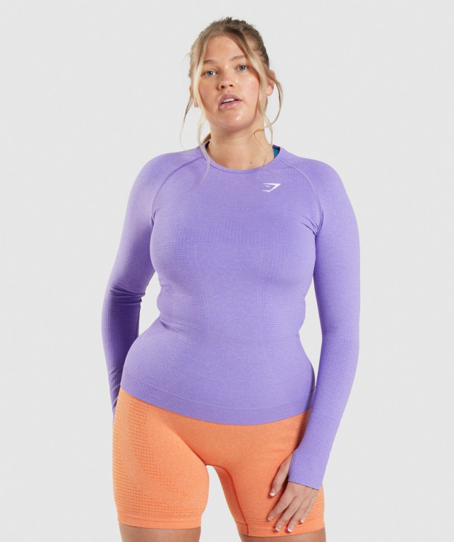 Sudaderas Gymshark Vital Seamless 2.0 Top Mujer Morados Claro | 4jNFJLWUcUy