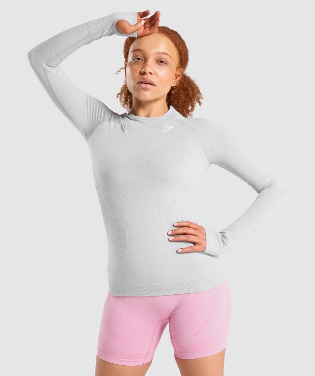 Sudaderas Gymshark Vital Seamless 2.0 Top Mujer Grises Claro | kTiZZSjRQPr