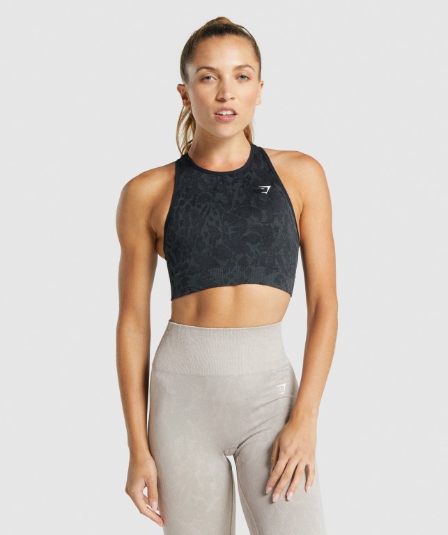 Sujetadores Deportivos Gymshark Adapt Animal Seamless Sports Bra Mujer Negros | 8Tn78ZAlX1m