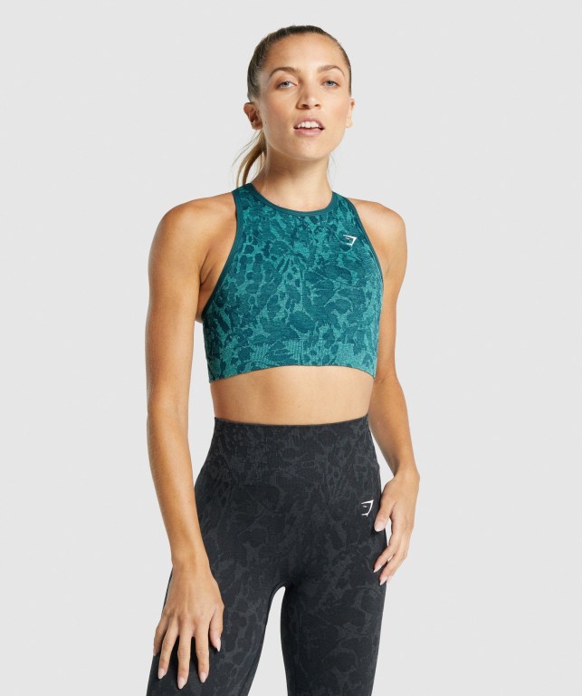 Sujetadores Deportivos Gymshark Adapt Animal Seamless Sports Bra Mujer Turquesa | oMrZDGtmfEf