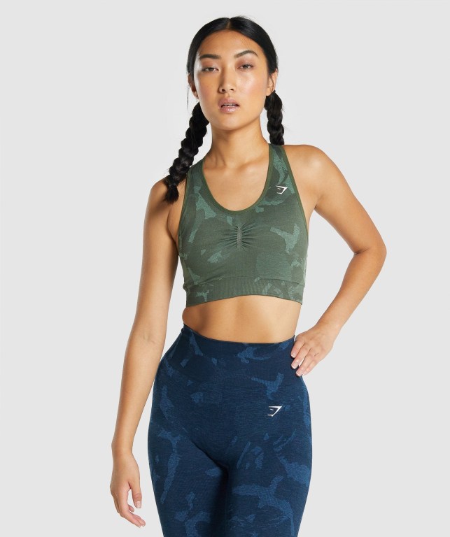 Sujetadores Deportivos Gymshark Adapt Camo Seamless Racer Back Sports Bra Mujer Verdes | zJHp97VTMe8