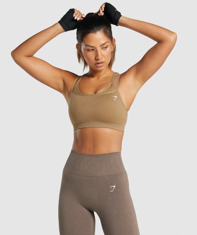 Sujetadores Deportivos Gymshark Adapt Fleck Seamless Sports Bra Mujer Marrom Claro | pUvsIvRnPyU