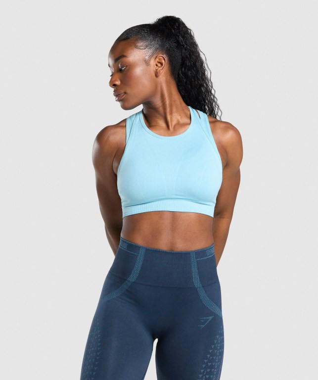 Sujetadores Deportivos Gymshark Apex Seamless Sports Bra Mujer Azules Claro | odpkoXMDJVe