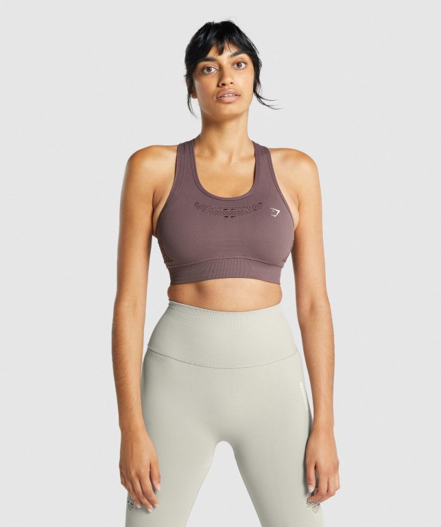 Sujetadores Deportivos Gymshark Energy Seamless Sports Bra Mujer Marrom | j1SfVlj5Xy5