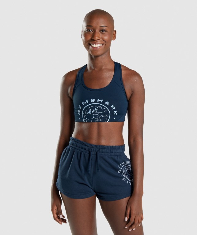 Sujetadores Deportivos Gymshark Legacy Graphic Sports Bra Mujer Azul Marino | iSurtFsu33g