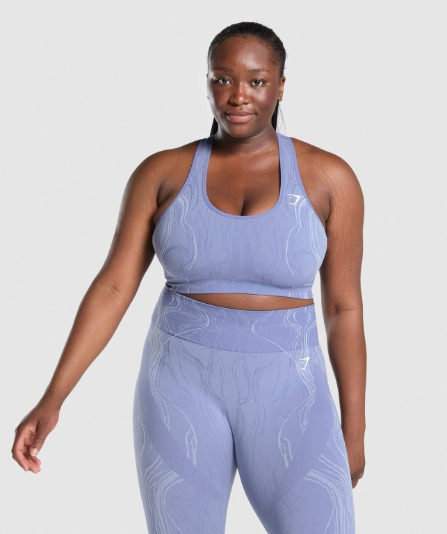 Sujetadores Deportivos Gymshark Mercury Seamless Sports Bra Mujer Azules | JeJtZfvWhfM