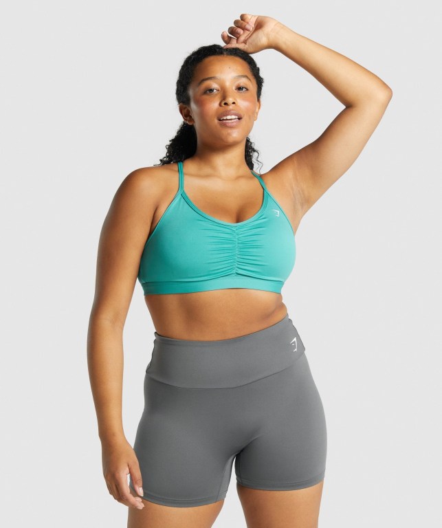 Sujetadores Deportivos Gymshark Ruched Entrenamiento Sports Bra Mujer Turquesa | 5k55odjBjYU