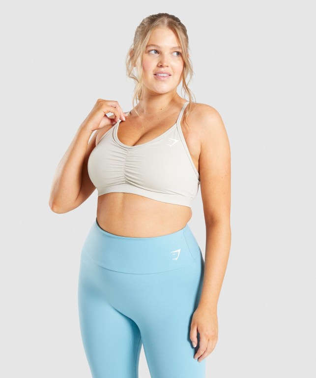 Sujetadores Deportivos Gymshark Ruched Entrenamiento Sports Bra Mujer Grises | LR66lVyCPq4