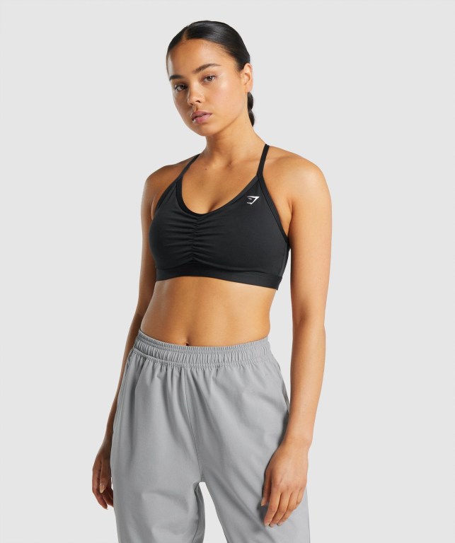 Sujetadores Deportivos Gymshark Ruched Entrenamiento Sports Bra Mujer Negros | YKByiQmSD76