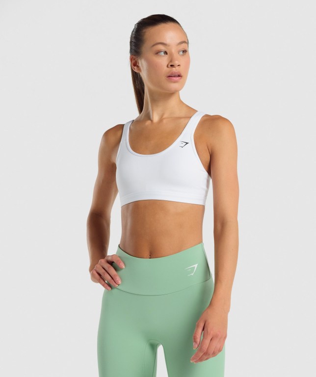 Sujetadores Deportivos Gymshark Scoop Neck Entrenamiento Sports Bra Mujer Blancos | d7yZAd8ga7g