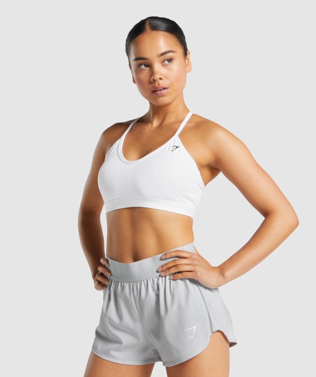 Sujetadores Deportivos Gymshark V Neck Entrenamiento Sports Bra Mujer Blancos | NseTQ5SUNsI