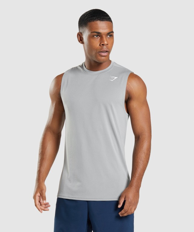 Tank Top Gymshark Arrival Sin Manga Hombre Grises | HZbtnNqHrgh