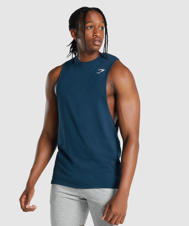 Tank Top Gymshark Critical 2.0 Drop Arm Hombre Azul Marino | dbHrtVVN4I4