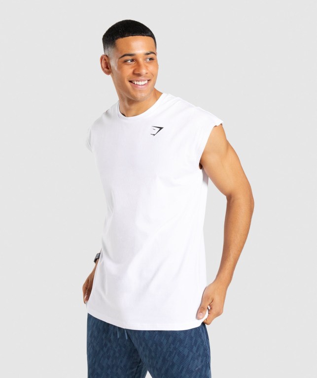 Tank Top Gymshark Critical Cut Off Sin Manga Hombre Blancos | kjRl1dTGyNV