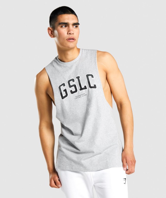 Tank Top Gymshark GSLC Collegiate Drop Arm Hombre Grises Claro | 6mS8x739j12