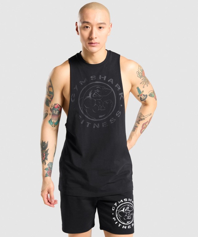 Tank Top Gymshark Legacy Drop Arm Hombre Negros Negros | nmZL94vw5rE