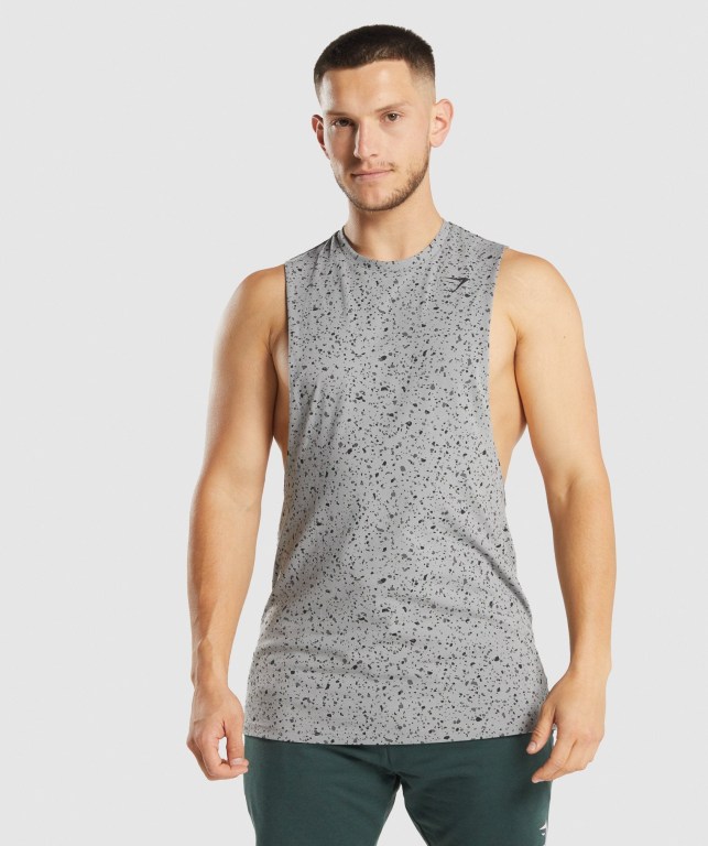 Tank Top Gymshark Micro Print Drop Arm Hombre Grises | 5J67tohcJWZ