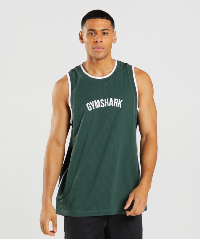 Tank Top Gymshark Recess Basketball Hombre Obsidian Verdes Blancos | ZGuZWkAgpkX