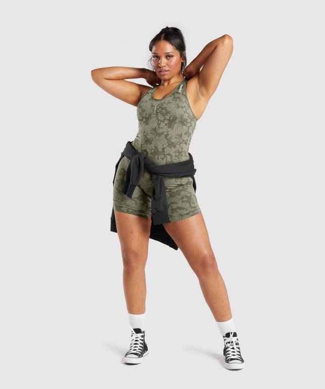 Bermudas Gymshark Adapt Camo Seamless All In One Mujer Verdes | 7twfmhL7Yzf