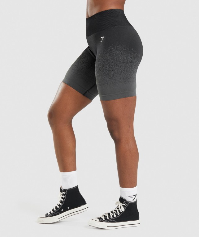 Bermudas Gymshark Adapt Ombre Seamless Cycling Mujer Negros Grises | IyKYjPuopZv