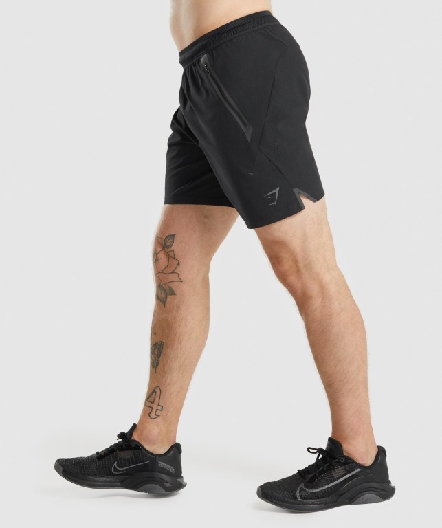 Bermudas Gymshark Apex Perform Hombre Negros | Fu1FfwWYco3