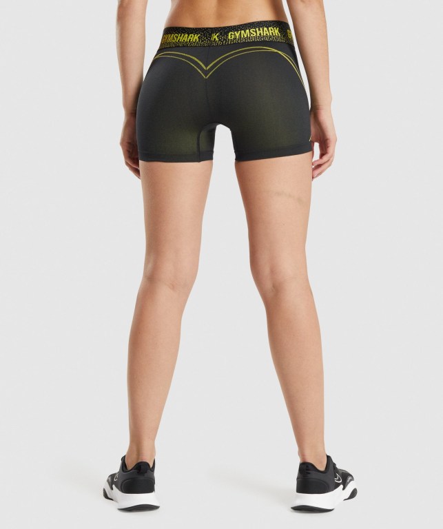 Bermudas Gymshark Apex Seamless Low Rise Mujer Negros Amarillos | dNUX7TstyIu