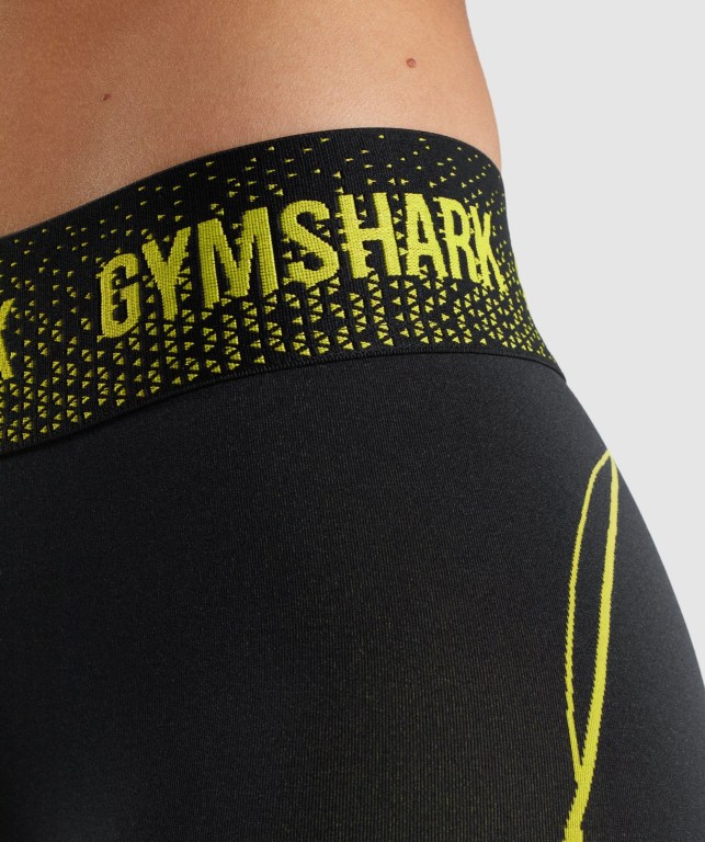 Bermudas Gymshark Apex Seamless Low Rise Mujer Negros Amarillos | dNUX7TstyIu