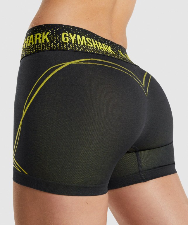 Bermudas Gymshark Apex Seamless Low Rise Mujer Negros Amarillos | dNUX7TstyIu