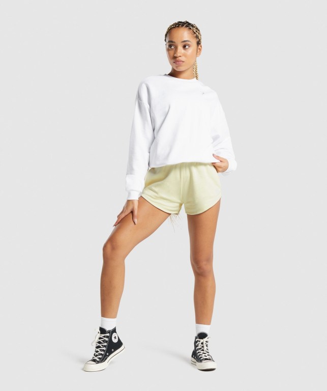 Bermudas Gymshark Entrenamiento Sweat Mujer Amarillos | 5eBMPZN8HqH