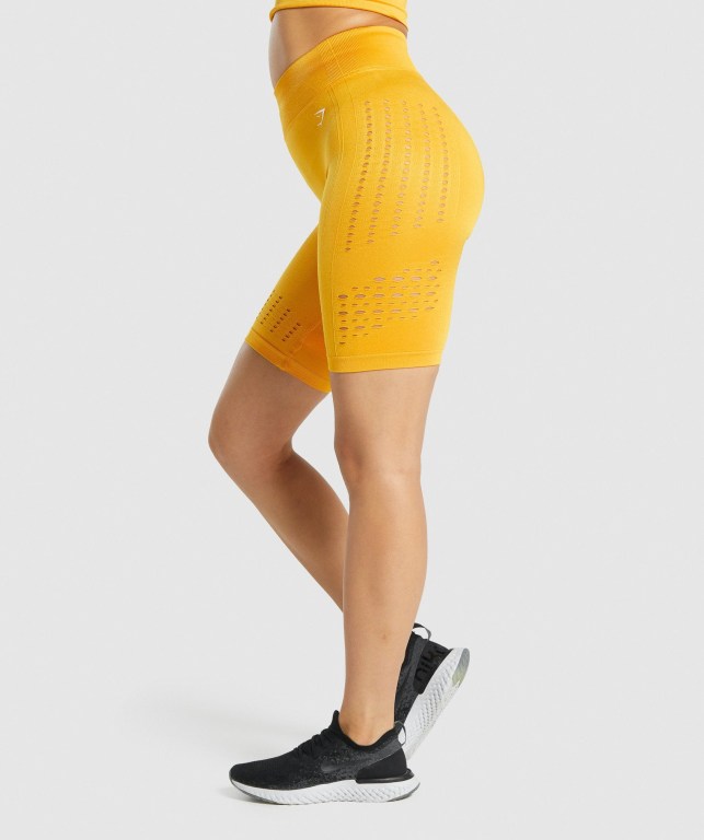 Bermudas Gymshark Glow Seamless Mujer Amarillos | prMaYPNOv7D