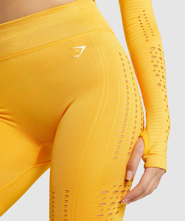 Bermudas Gymshark Glow Seamless Mujer Amarillos | prMaYPNOv7D