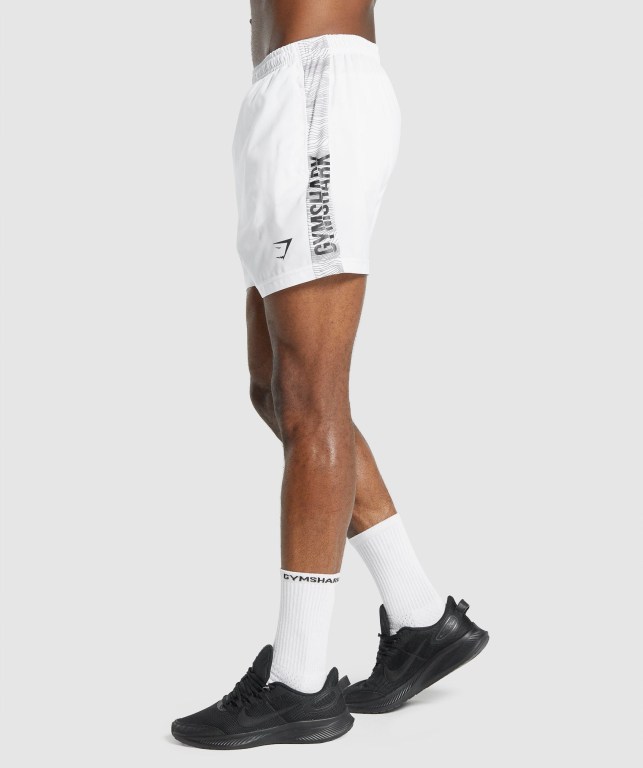 Bermudas Gymshark Graphic Deporte Hombre Blancos | gAdTCeCxfYn